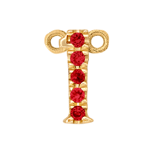 Ruby + 14k Yellow Gold Number Charm