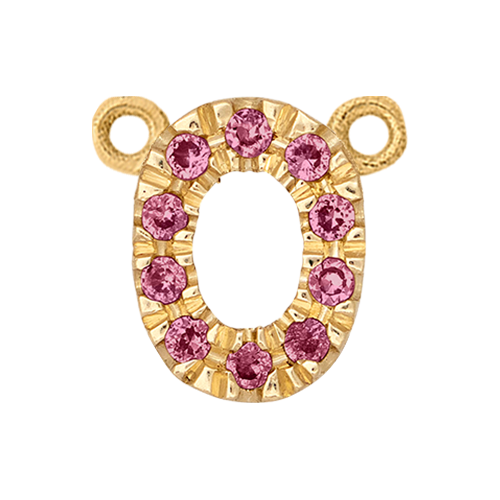 Pink Sapphire + 14k Yellow Gold Number Charm