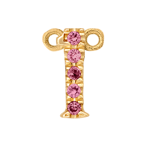 Pink Sapphire + 14k Yellow Gold Number Charm