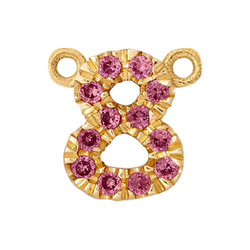 Pink Sapphire + 14k Yellow Gold Number Charm