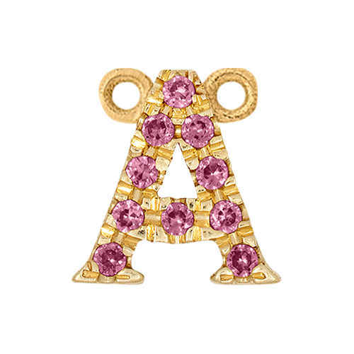 Pink Sapphire + 14k Yellow Gold Letter Charm
