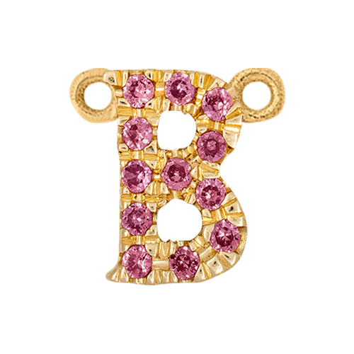 Pink Sapphire + 14k Yellow Gold Letter Charm