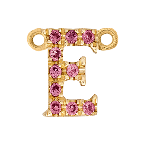 Pink Sapphire + 14k Yellow Gold Letter Charm