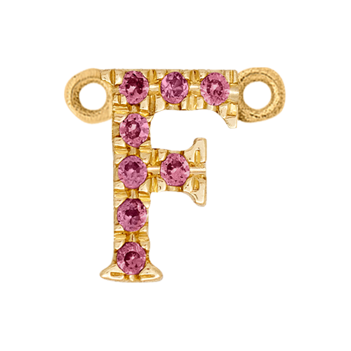 Pink Sapphire + 14k Yellow Gold Letter Charm