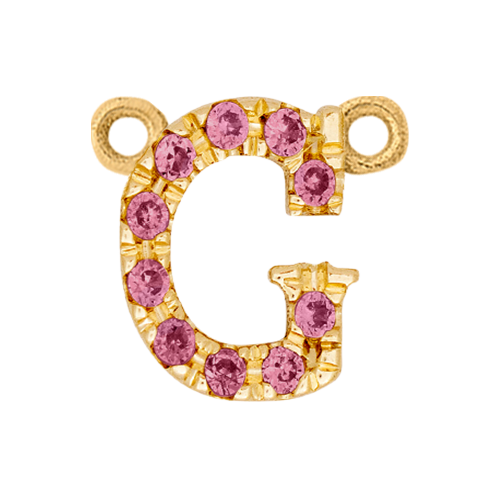 Pink Sapphire + 14k Yellow Gold Letter Charm