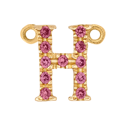 Pink Sapphire + 14k Yellow Gold Letter Charm