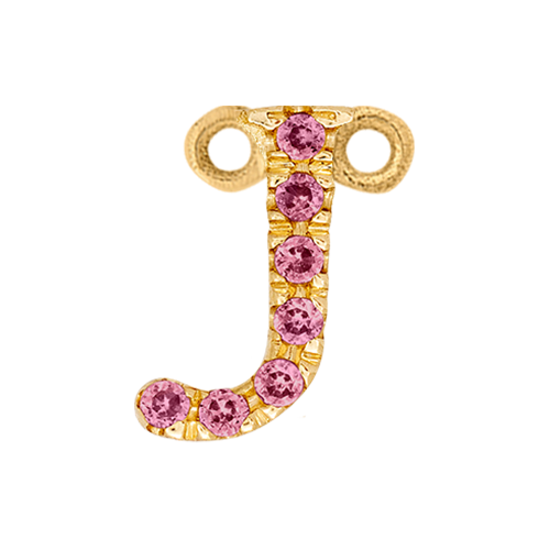 Pink Sapphire + 14k Yellow Gold Letter Charm