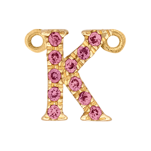 Pink Sapphire + 14k Yellow Gold Letter Charm