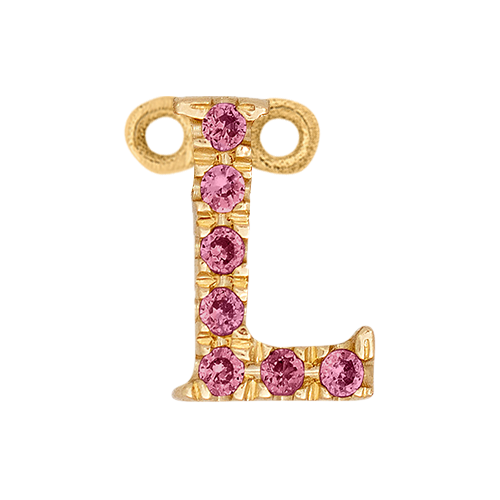Pink Sapphire + 14k Yellow Gold Letter Charm
