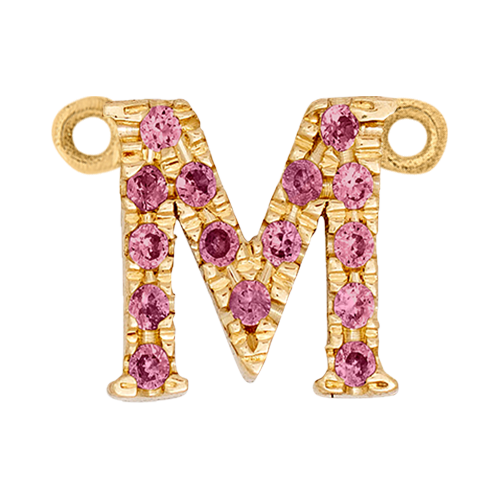 Pink Sapphire + 14k Yellow Gold Letter Charm