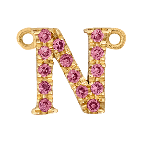 Pink Sapphire + 14k Yellow Gold Letter Charm