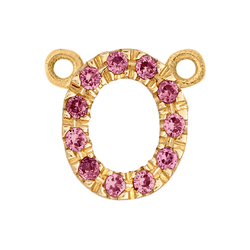 Pink Sapphire + 14k Yellow Gold Letter Charm