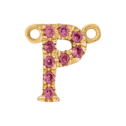 Pink Sapphire + 14k Yellow Gold Letter Charm