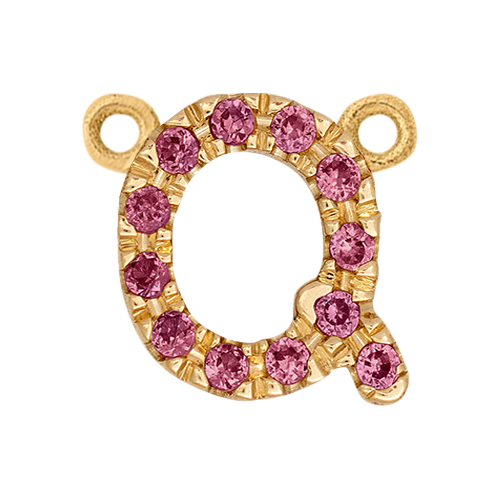 Pink Sapphire + 14k Yellow Gold Letter Charm