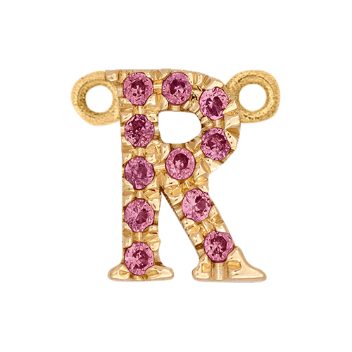 Pink Sapphire + 14k Yellow Gold Letter Charm