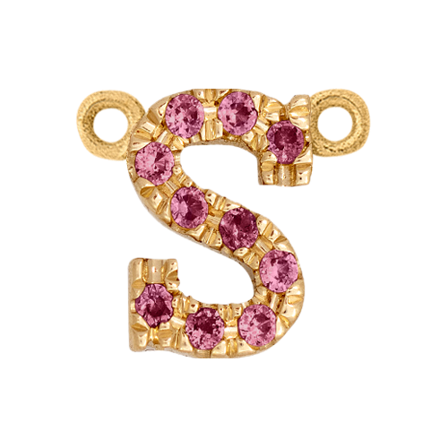 Pink Sapphire + 14k Yellow Gold Letter Charm