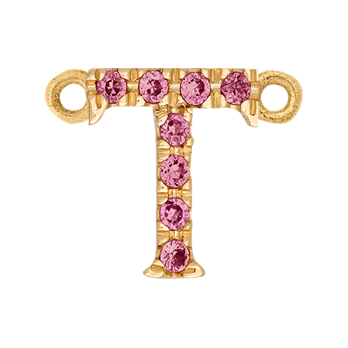 Pink Sapphire + 14k Yellow Gold Letter Charm