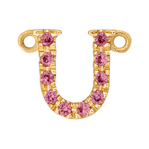 Pink Sapphire + 14k Yellow Gold Letter Charm