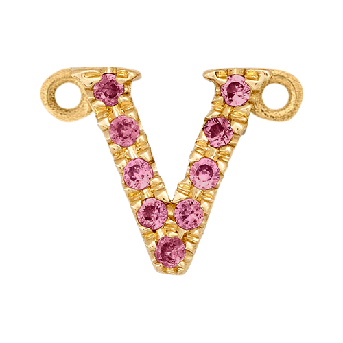 Pink Sapphire + 14k Yellow Gold Letter Charm
