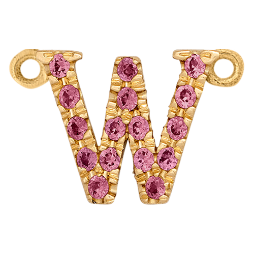 Pink Sapphire + 14k Yellow Gold Letter Charm