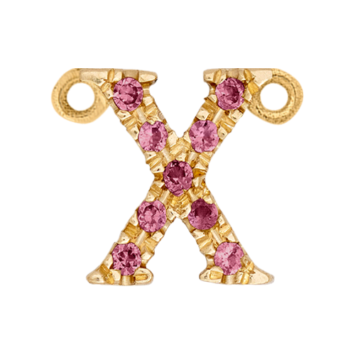 Pink Sapphire + 14k Yellow Gold Letter Charm