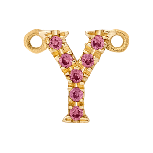 Pink Sapphire + 14k Yellow Gold Letter Charm