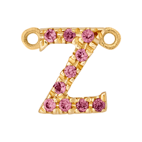 Pink Sapphire + 14k Yellow Gold Letter Charm