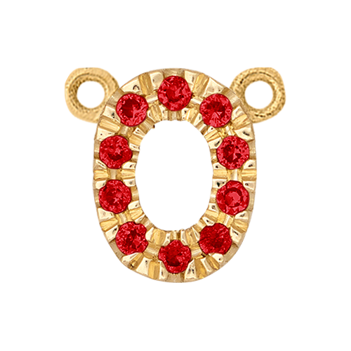 Ruby + 14k Yellow Gold Number Charm