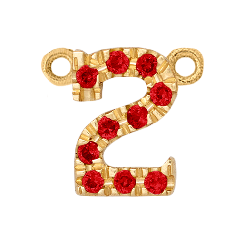 Ruby + 14k Yellow Gold Number Charm