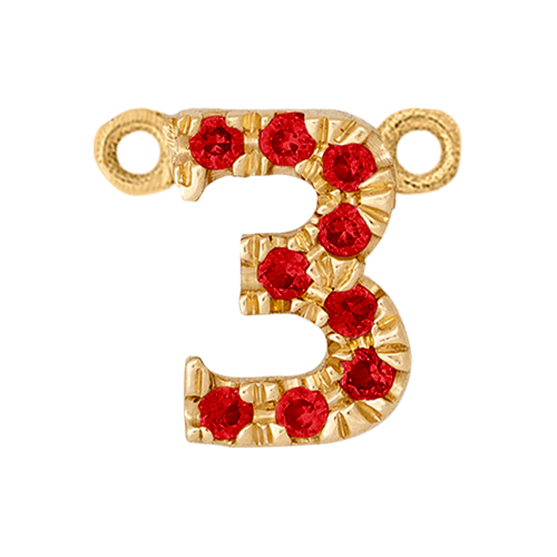 Ruby + 14k Yellow Gold Number Charm