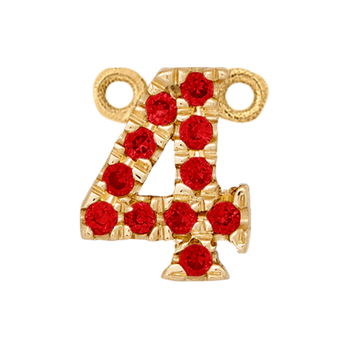 Ruby + 14k Yellow Gold Number Charm