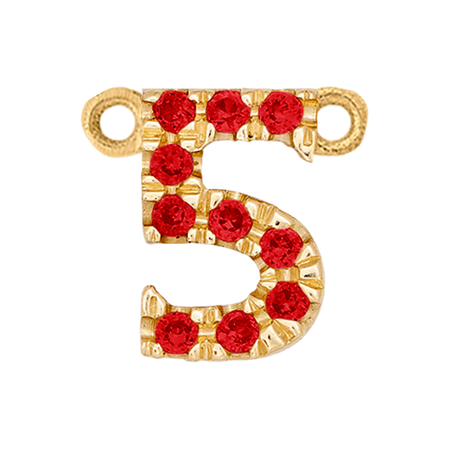 Ruby + 14k Yellow Gold Number Charm