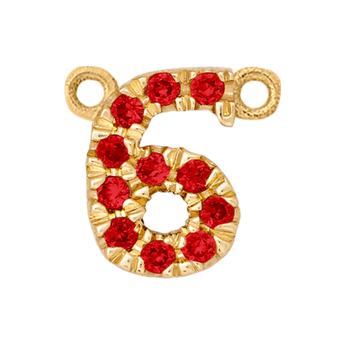 Ruby + 14k Yellow Gold Number Charm