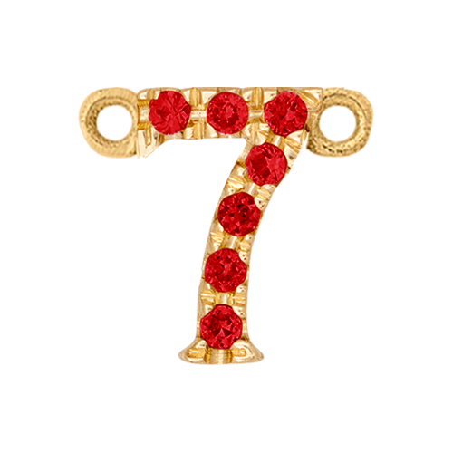Ruby + 14k Yellow Gold Number Charm