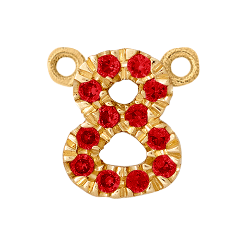 Ruby + 14k Yellow Gold Number Charm