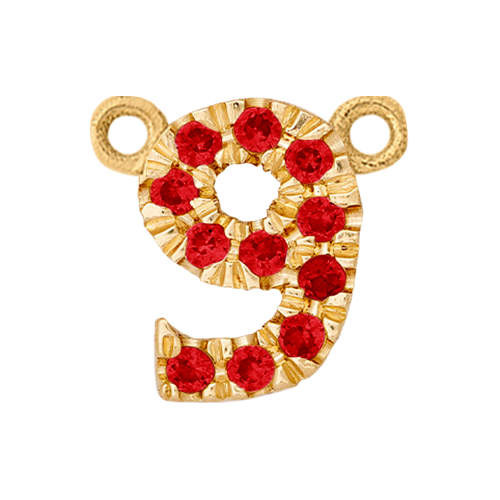 Ruby + 14k Yellow Gold Number Charm
