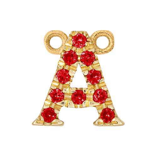 Ruby + 14k Yellow Gold Letter Charm