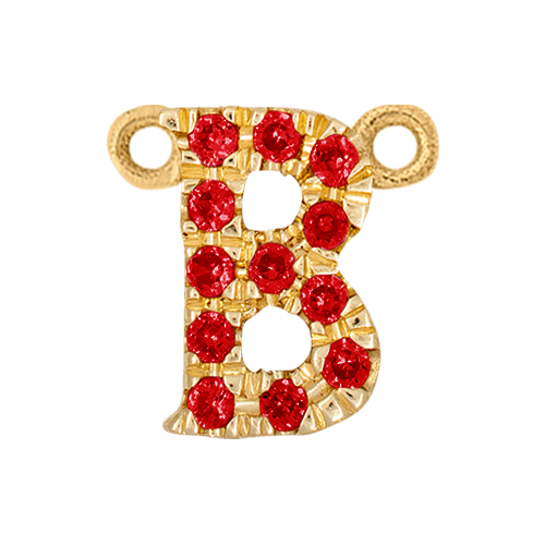 Ruby + 14k Yellow Gold Letter Charm