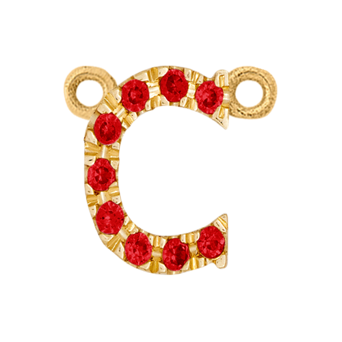 Ruby + 14k Yellow Gold Letter Charm