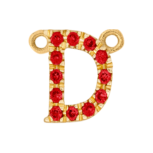 Ruby + 14k Yellow Gold Letter Charm