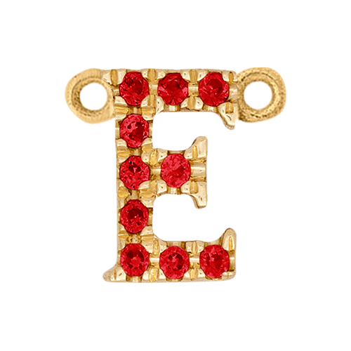Ruby + 14k Yellow Gold Letter Charm