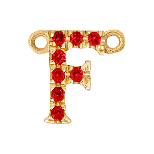 Ruby + 14k Yellow Gold Letter Charm