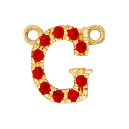 Ruby + 14k Yellow Gold Letter Charm