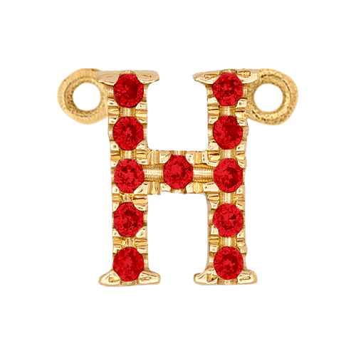 Ruby + 14k Yellow Gold Letter Charm