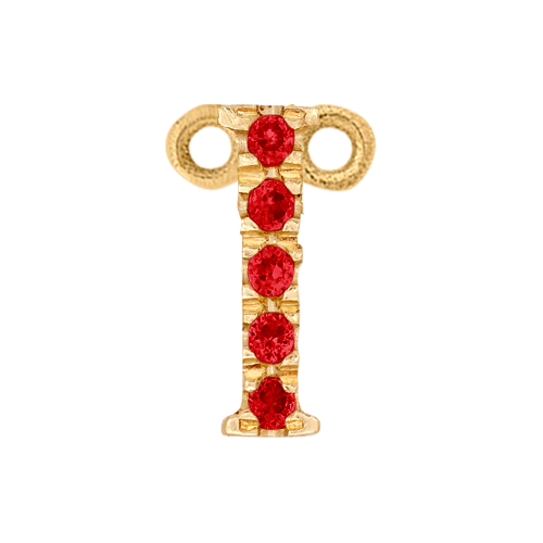Ruby + 14k Yellow Gold Letter Charm