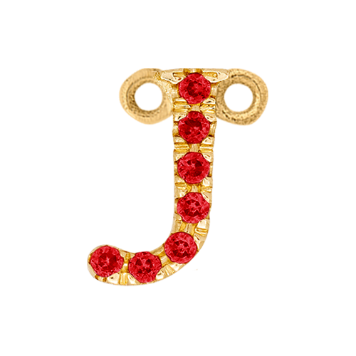 Ruby + 14k Yellow Gold Letter Charm