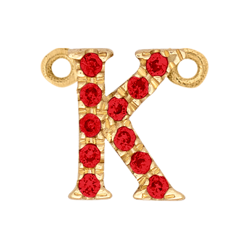 Ruby + 14k Yellow Gold Letter Charm