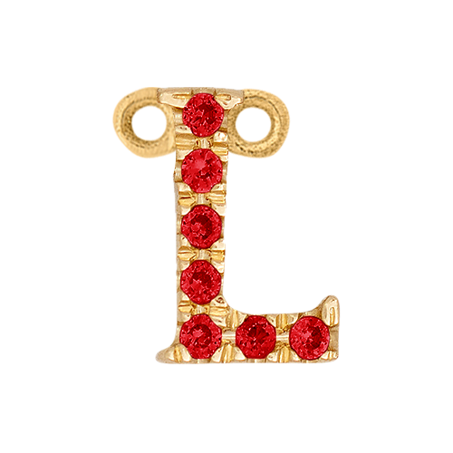 Ruby + 14k Yellow Gold Letter Charm