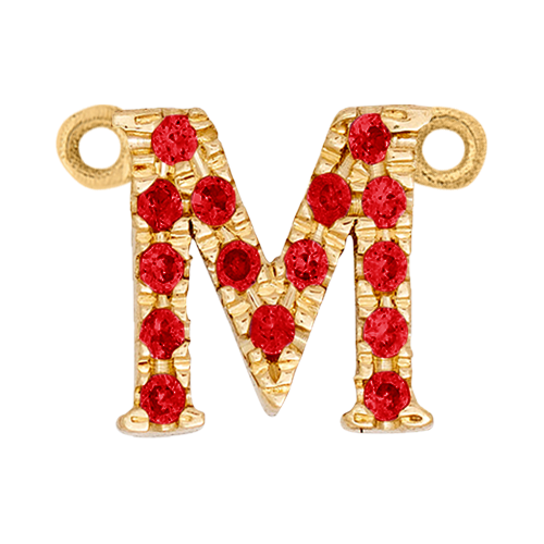 Ruby + 14k Yellow Gold Letter Charm