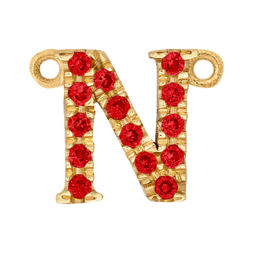 Ruby + 14k Yellow Gold Letter Charm